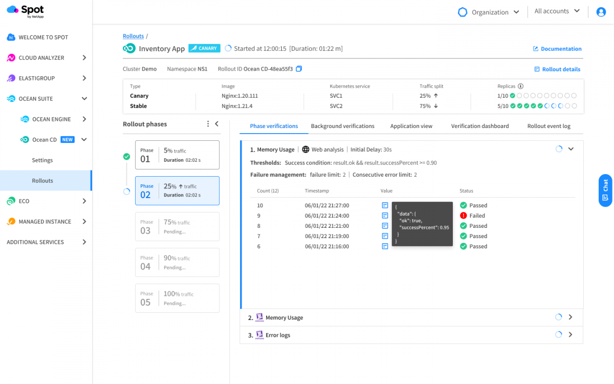 Canary Inventory app memory usage